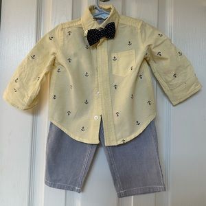 Little Me Baby Boys Woven Pants Shirt and Tie Set